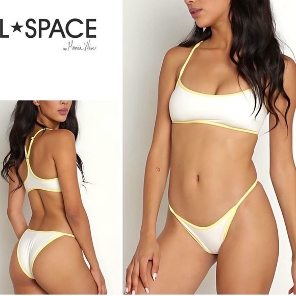 L*SPACE Swim Bikini Bottom Size Large NWT Tommy Bitsy Cut White - Picture 1 of 10